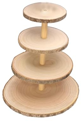 MagiDeal 4 Tiered Wood Cupcake Stand Rustic Wood Cake Stand Dessert Display Stand for Party Presenting Wedding Centerpiece