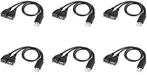 CENMEN 6X Cable separador USB, USB 2.0 A Macho A Doble USB Jack Y Cable Separador Cargador