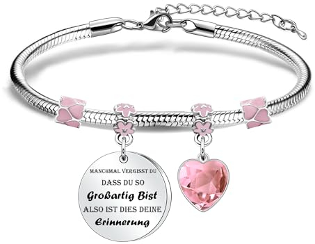 Inspirierende Geschenke Armband für Frauen und Mädchen Armband Geschenk für Tochter Mutter Tante Nichte für Weihnachten Geburtstag Muttertag Thanksgivingtag und Graduierung (rosa Herz)