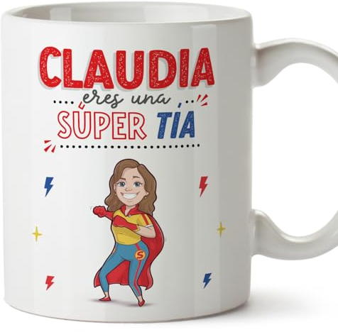 MUGFFINS Tazas Personalizadas para TÍA - En Español - ¡Eres Súper! - 11 oz / 330 ml - Regalo personalizable original y divertido
