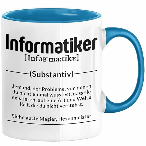 Informatiker Geschenk Tasse Kaffee-Becher Geschenkidee für Informatiker IT-Experte Softwareentickler (Blau)