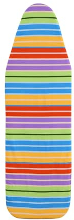 SHERWOOD Funda para tabla de planchar de 124 x 38 cm, 100 % algodón, con fieltro grueso, resiste quemaduras y manchas, tamaño ajustable, funda para tabla de planchar (rayas de colores, 124 x 38 cm)
