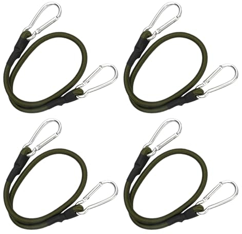 Spanngummi mit Karabiner, 4er Set Gummibänder mit Haken, 60cm Elastische Bungee-Seil mit Haken, Extra Stark Expander mit Karabinerhaken, für Sonnensegel, Tarps, Garten, Fahrrad, Auto, Ladung