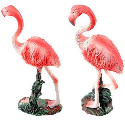 Sosoport 2 Stück Flamingo Ornament aus Kunstharz, Rosa, für Garten