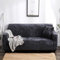 Sofaschoner Schwarz Sofaüberwurf Weich Spandex Sofaschoner rutschfest Couch Überwurf Waschbare Sofa Überzug Sofabezug mit Elastischen Riemen Sofabezug L Form Universelle 1 Sitzer