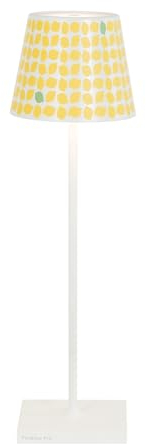 Zafferano, Poldina Pro Lampe mit Cover, Kabellose, Wiederaufladbare Tischlampe mit Touch Control, Auch für den Außenbereich Geeignet, Dimmer, 2200-3000 K, Höhe 38 cm, Farbe Weiß - Gelbe Zitronen