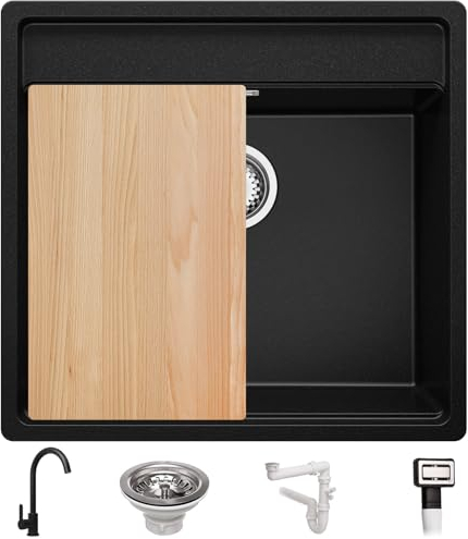 PRIMAGRAN Unterbauspüle ab 60er Unterschrank + Küchenarmatur, 56x53cm
