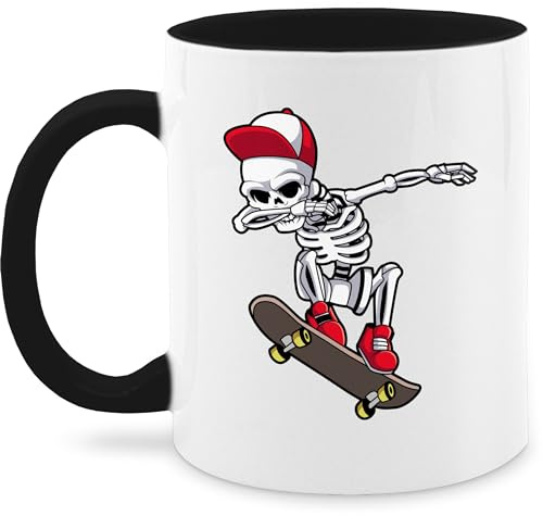 Tasse Tassen 325ml - Dabbing Skelett Skateboard | Dab Skelett Skater Cool - 325 ml - Schwarz - skate mit