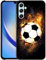 GlamCase for Samsung Galaxy A34 5G, Samsung A34 Case - Soccer On Fire Design Printed Slim Cute Plastic Hard Snap on Protective Designer Back Phone Case/Cover for Samsung A34 5G White