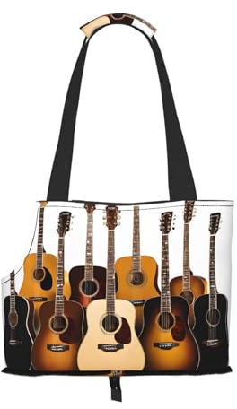 Faltbare Haustiertasche mit Gitarren-Druck, tragbare Reisetasche für Welpen, Katzen, Haustier-Tragetasche, Rucksäcke