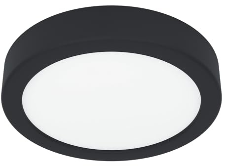 EGLO LED Deckenleuchte Fueva 6, runde Badezimmer Deckenlampe | Badlampe Decke aus Kunststoff in Schwarz und Weiß, Deckenbeleuchtung warmweiß-kaltweiß, IP44, Ø 16,5 cm