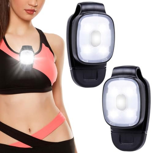 2 Stück LED Clip Lampe Outdoor, LED Stirnlampe mit 3 Lichtmodi USB Wiederaufladbar Nacht LED Lauflichter Klein Taschenlampe Sicherheitslicht für Wandern Camping Laufen Jogger Rucksack Angeln Kletter