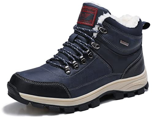 ARRIGO BELLO Uomo Stivali da Neve Invernali Scarpe Allineato Pelliccia Caloroso Caviglia Piatto Stivaletti Sportive Boots Escursionismo 41-46 (XINT Blu, 43)