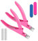 Landrain Lot de 2 coupe-ongles professionnels en gel avec 20 aimants Rose Acier inoxydable Moderne