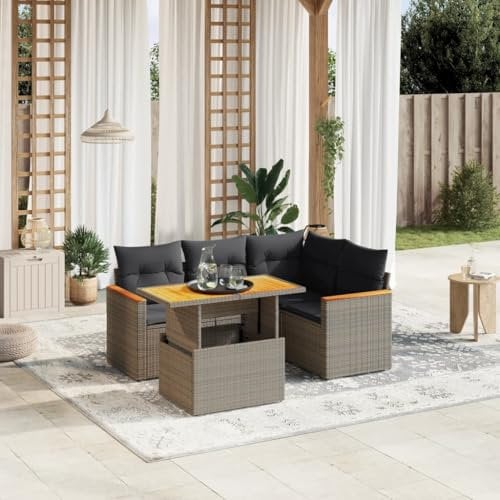 Amorsee Balkon Lounge Verstellbare Tischplatte Loungemöbel Balkon Sofa Rattan Gartensofa Gartenlounge Klein Ecklounge Lounge Möbel Outdoor Gartenmöbel Ecksofa Balkonmöbel Balkonsofa