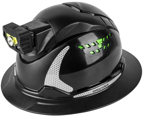 GREEN DEVIL Matrix Schutzhelm mit voller Krempe und Scheinwerfer, belüftet, OSHA-genehmigt, Cascos De Construccion, Arbeitshut für Damen und Herren