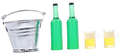 BESTonZON 1satz Miniaturhaus Set Mini Eiskübel Mit Bierflaschen Und Gläsern Für Puppenhaus-Dekoration Und Kreative Spielwelten Hochwertige Verarbeitung Für Bierliebhaber Und