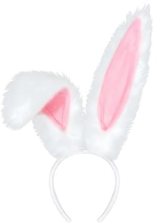 AEIOPRS Serre-Tête Oreilles de Lapin Mignon en Peluche Décoration Fête Coiffe Duveteuse Enterrement Vie Jeune Fille Enfants Filles Adultes Blanc et pour Pâques Cosplay Accessoires de Coiffure Rose