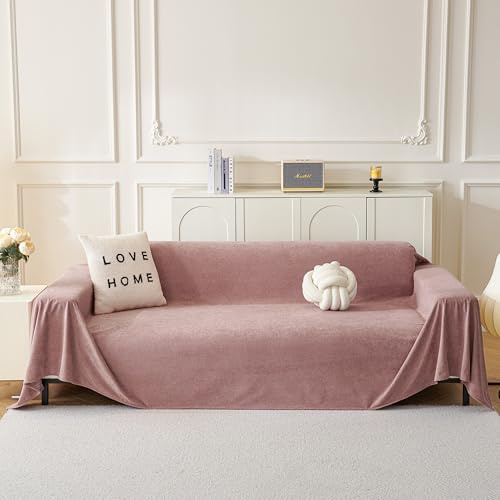 MYSKY HOME Sofabezug L Form Kratzschutz Sofa Katze - Sofa Überzug 2 Sitzer, Sofa Überwurf Waschbar, Couchdecken Zum Schutz, Sofa Überwurfdecke Sofaschutz Katze, Couchbezug 180 x 300cm, Rosa