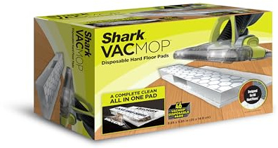 Shark VACMOP Disposable Hard Floor Pad Refills, Compatible with VM252 & VM180, No-Touch Disposal, for use on All Sealed Floors - Stone, Hardwood, Laminate & Tile, (46 Count Total), VMP46