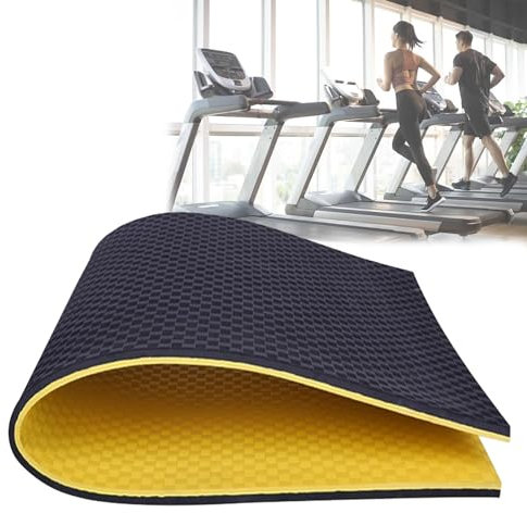 Laufbandmatte, Matten für Trainingsgeräte Antivibrationsmatten for Fitnessgeräte, verschleißfeste Laufbandmatte, for zu Hause oder draußen, Fitnessstudio, Pilates, Gymnastik, Stretching(Black Yellow,1