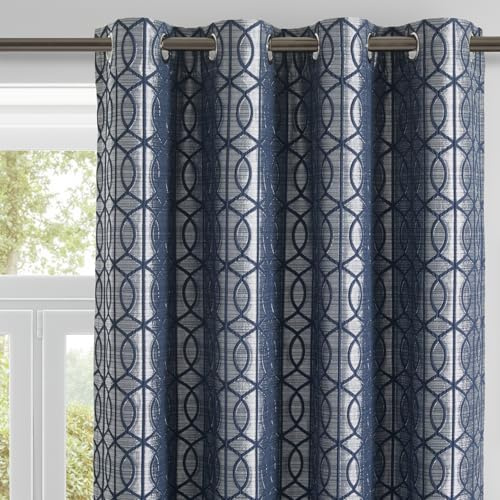 HORIMOTE HOME Verdunkelungsvorhänge mit Ösen, 100 % Verdunkelung, wärmeisoliert, mit Geräuschreduzierung, schweres Jacquardgewebe, marineblau, Vorhang für Schlafzimmer, Wohnzimmer, 2 Stück