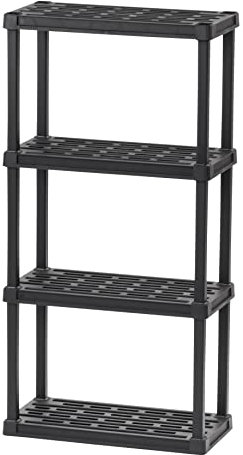 Iris Ohyama, Leichtes und Robustes Regal, Schwarz, Tragkraft 100kg, Einfach zu Montieren, Rost- und Schimmelresistent, BPA-frei, Badezimmer Regal, Lagerregal, Küche, Keller, PRS-M4