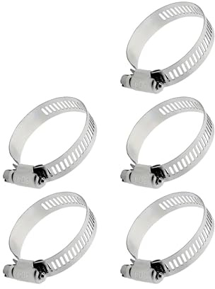 Adjustable Stainless Steel Jubilee Clips with Handle – Worm Drive Hose Clamps, Hose Clips, Pipe Clips for Fuel, Gas, Petrol, and Water Pipes – Heavy Duty Pipe Clamps (5, 21-44mm)