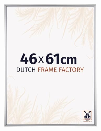 Dutch Frame Factory - Bilderrahmen 46x61 cm Silber Hochglanz - Kunststoff | Antireflex-Acrylglas aus Kunststoff, Wandmontage, Geeignet für Fotos, Poster und Puzzles, Angers, Made in Holland