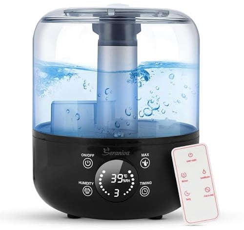Humidifier for Bedroom, 3L Remote Control Ultrasonic Humidifier, Top Fill Easy to Clean Bedroom Humidifiers for Baby & Kids, Quiet Filterless Air Humidifiers for Allergies, Plants, Sinus & Dry Skin