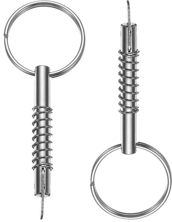sourcing map Perno a sgancio rapido, 2 pezzi di diametro 6,3 mm, lunghezza effettiva 25 mm, perno superiore in acciaio inossidabile 316 con camma di goccia e molla (argento)