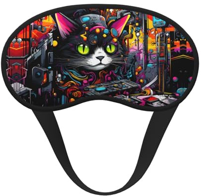 Schlafmaske, Punk-Katze, vollständige Abdeckung, Schlafmaske, entspannend, stressfrei, Nacht-Augenmaske