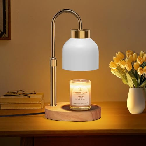 WUEAOA Kerzenwärmer Lampe，Elektrische Kerzenlampe mit Timer und Dimmer, White