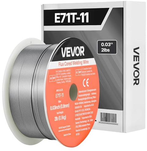 VEVOR Flux Core MIG Welding Wire, E71T-11 0.03-inch 2 LBS, Gasless Mild Steel Welding Wire with Low Spatter for All Position Arc Welding, Self-Shielded for Outdoor Use