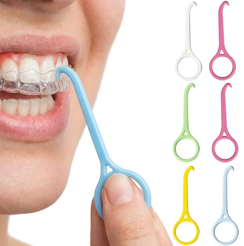 LEOUEANR 6-teiliges Aligner-Entfernungswerkzeug, Chewies Aligner Unsichtbare Zahnentfernungshaken für Zahnspangen Komplette Zahnpflege-Sets (6 Farben)