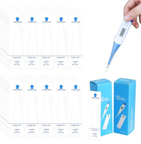 TLDBATICE 200 Stück Thermometer Hüllen, Hygienehüllen Fieberthermometer Einweg Einzeln Verpackt Universal für Erwachsene Baby Kinder