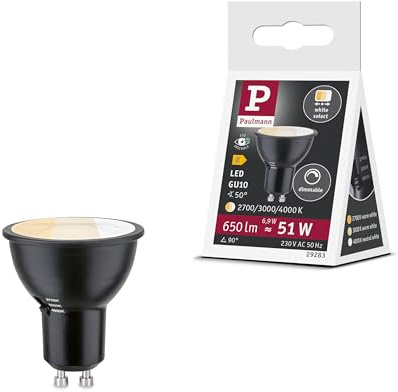 Paulmann Standard 230V LED Reflektor GU10 Dip Switch 650lm 6,9W 2700-4000K Schwarz matt 29283