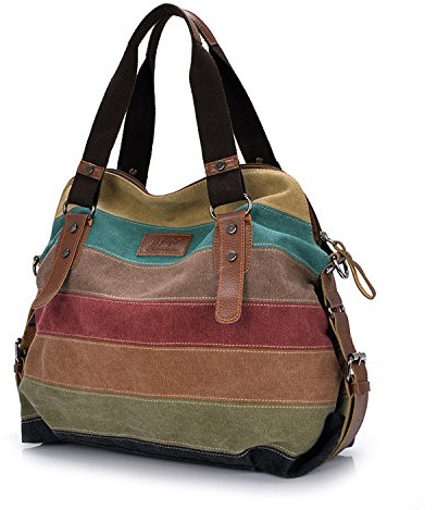 MeCooler Damen Handtasche Vintage Umhängetasche Canvas Schultertasche Designer Taschen für Mädchen Messenger Bag Alltagstasche Tragetasche Strandtasche