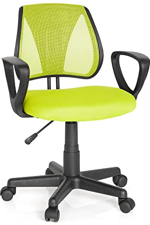 hjh OFFICE 725108 Kinder- und Jugenddrehstuhl KIDDY CD Netzstoff Grün höhenverstellbare Rückenlehne, Stuhl mit Armlehnen