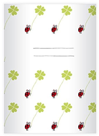 Kartenkaufrausch 16 Süße Marienkäfer DIN A5 Schulhefte, Schreibhefte mit Glücks Klee auf weiß Lineatur 9 (liniertes Heft)