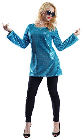 Generique - Glitzernde-Tunika für Damen Disco-Outfit für Fasching türkis S / M