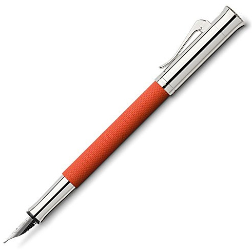 Graf von Faber-Castell Füllfederhalter Guilloche Burned Orange mit Schaft aus Edelharz, 18-Karat Goldfeder mit Iridiumspitze, Federbreite: EF, Abmessung: Länge 131 mm x Ø 12 mm, 145222