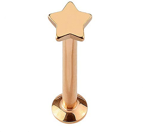 Piercingfaktor Piercing Tragus Helix Ohr Cartilage Stab Labret Stecker Madonna Monroe Lippenpiercing Lippe Knorpel Stern Star 6mm Rosegold