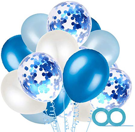 MAKFORT 60 Stück Rosa und Weiß Luftballons mit Konfetti Ballons Rosa und 2XLuftschlangen Helium Ballons für Hochzeit Geburstagsdeko Babyparty Mädchen Dekoration