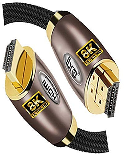 IBRA Red 2.1 Cable HDMI de 8K Ultra Alta Velocidad 48Gbps Lead | Admite 8K@60HZ, 4K@120HZ,4320p,Compatible con Fire TV,Soporte 3D,Función Ethernet,8K UHD, 3D-Xbox Playstation PS3 PS4 PC,etc.- 3M