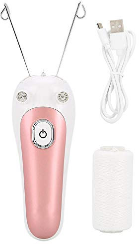Depilazione facciale del corpo elettrico Filettatura Epilatore Filo di cotone facciale Trimmer Remover per donne Viso Braccio Gamba Uso(Rosa)