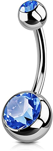 OUFER Bauchnabelpiercing Belly Piercing Grade 23 Titanium Navel Piercing 14G Belly Button Ring CZ Navel Piercing Ring Nabelpiercing Navel Bar