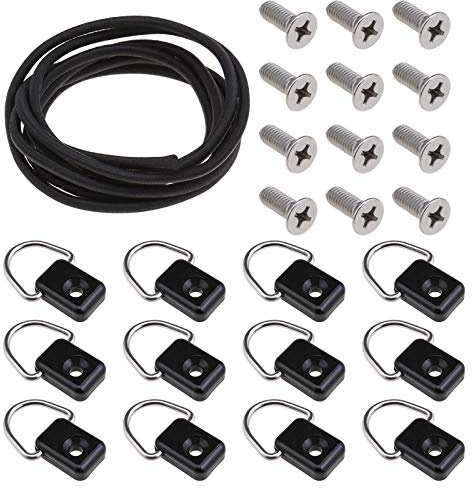 YINETTECH 25 piezas Kayak D anillo hebilla kit de montaje anillos D M6 tornillos y cuerda elástica de 1,5 m para kayak canoa barco accesorios de pesca