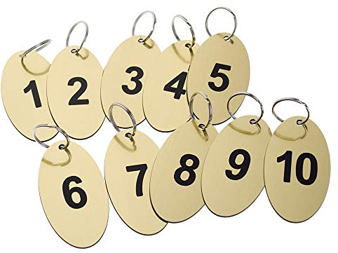 aspire 20 Stück Schlüsselanhänger, Nummer Schlüssel Anhänger Nummer ID Tags mit Schlüsselring, Nummern 1-20 (Gold)