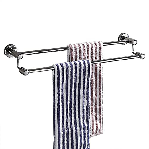 SUS 304 Stee Stee Double Rail de la Serviette de Serviette, 40cm-120cm, Porte-Serviettes Ronds muraux pour Salle de Bain ou Cuisine, Fini argenté Poli (Size : 80cm)